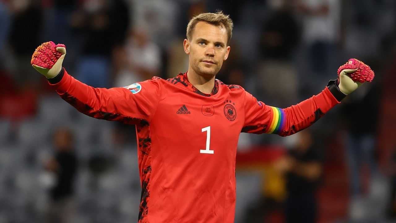 German captain Manuel Neuer sporting a rainbow armband. Credit: Reuters File Photo