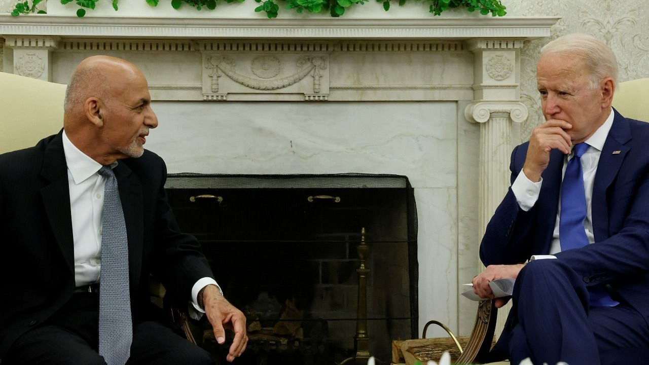 Biden (R) meets Afghan President Ghani. Credit: Reuters Photo