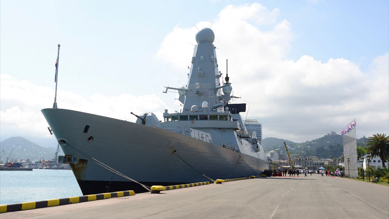 The British Royal Navy destroyer HMS Defender arrives in the Black Sea port of Batumi. Credit: AFP Photo