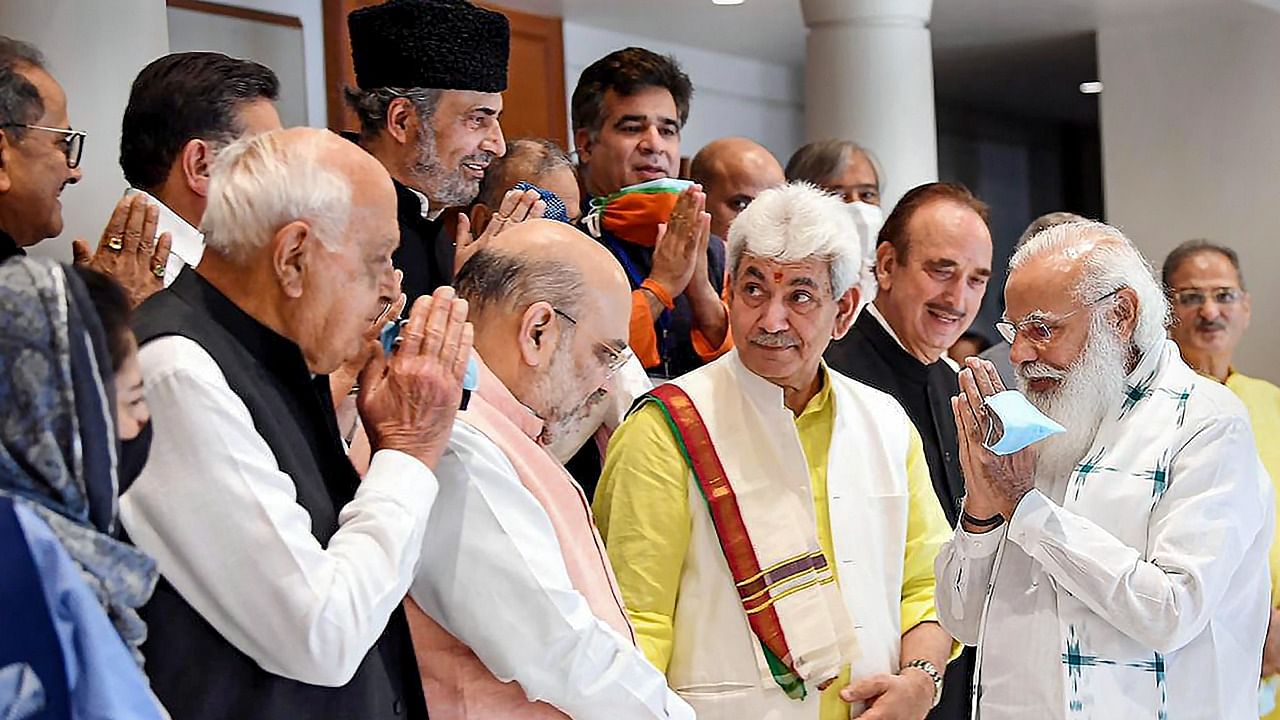 Prime Minister Narendra Modi during an all-party meeting with various political leaders from Jammu and Kashmir, in Delhi. Credit: PTI Photo