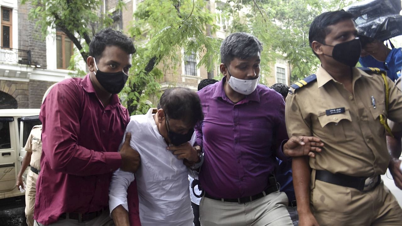 Dawood Ibrahim's brother Iqbal Kaskar brought into custody by the Narcotics Control Bureau (NCB) in a drugs case, at NCB office in Mumbai, Friday, June 25, 2021. Credit: PTI Photo