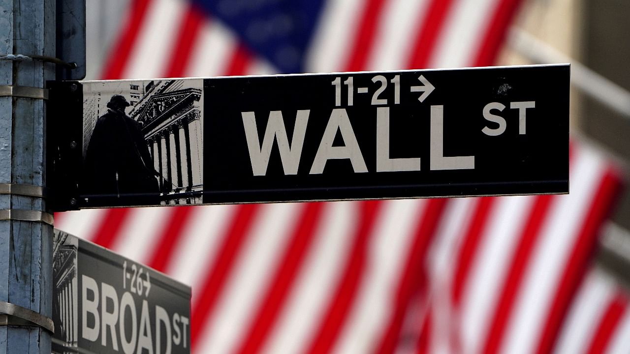 A Wall Street sign outside the New York Stock Exchange in the Manhattan borough of New York City. Credit: Reuters File Photo