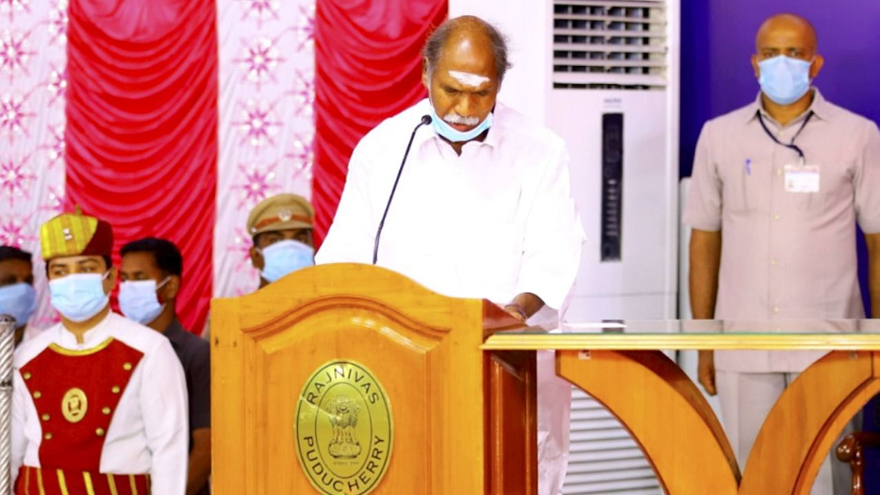 Puducherry Chief Minister N Rangasamy during sworn-in ceremony on May 7. Credit: PTI File Photo