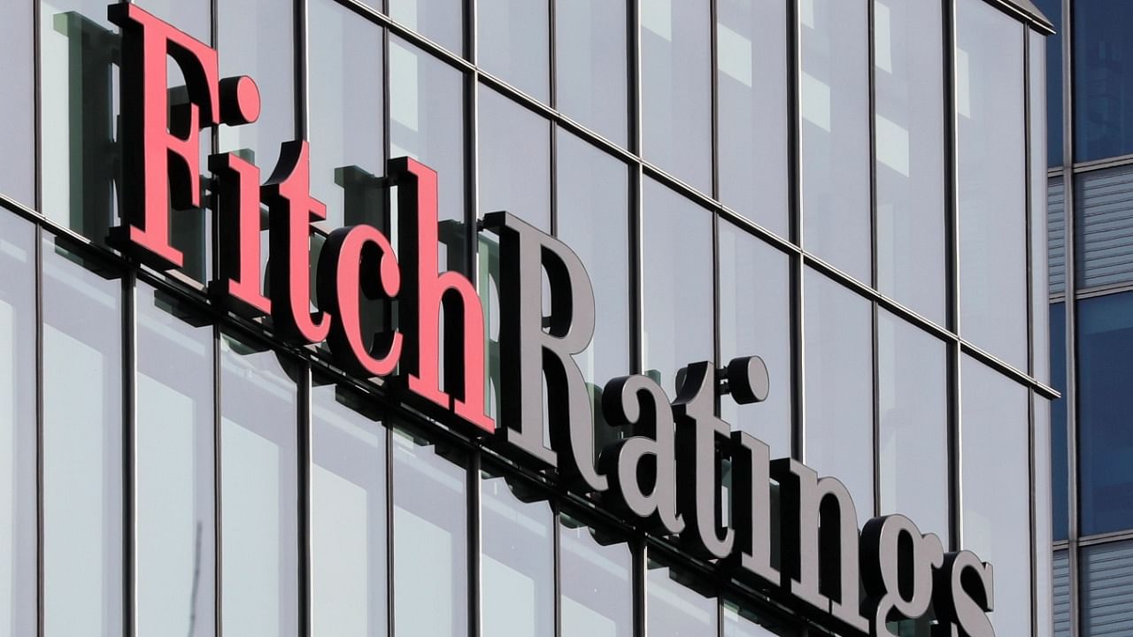 The Fitch Ratings logo is seen at their offices at Canary Wharf financial district in London. Credit: Reuters File Photo