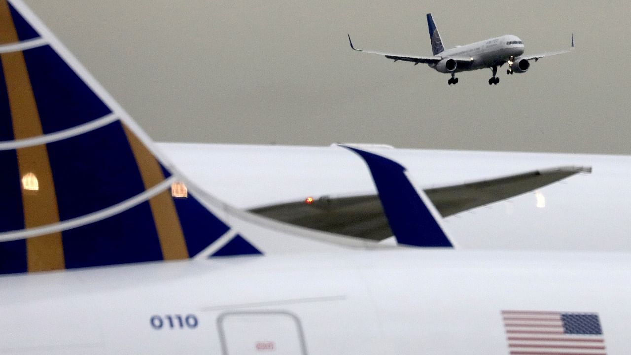 A United Airlines passenger jet lands at Newark Liberty International Airport. Credit: Reuters file photo