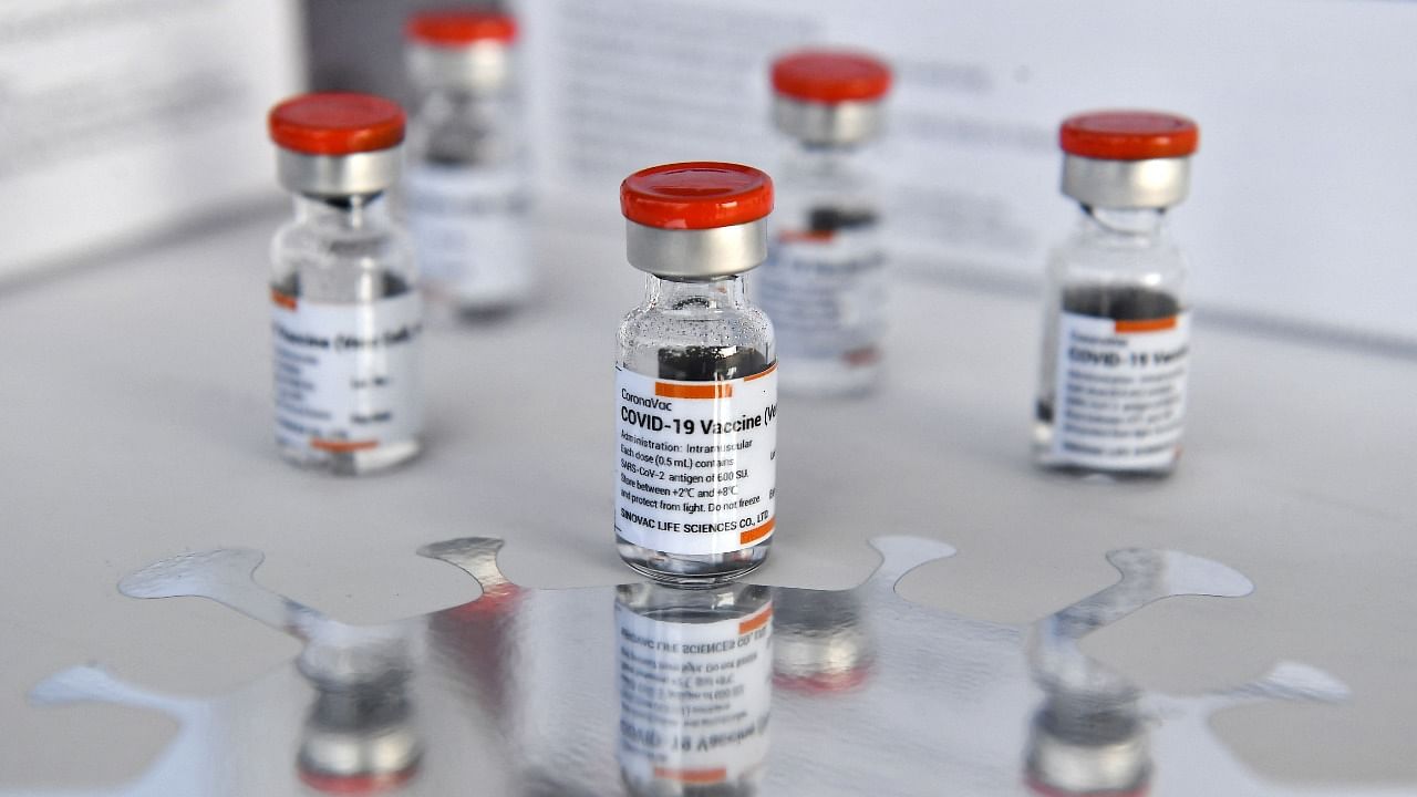 Vials of the CoronaVac vaccine, developed by China's Sinovac. Credit: AFP File Photo