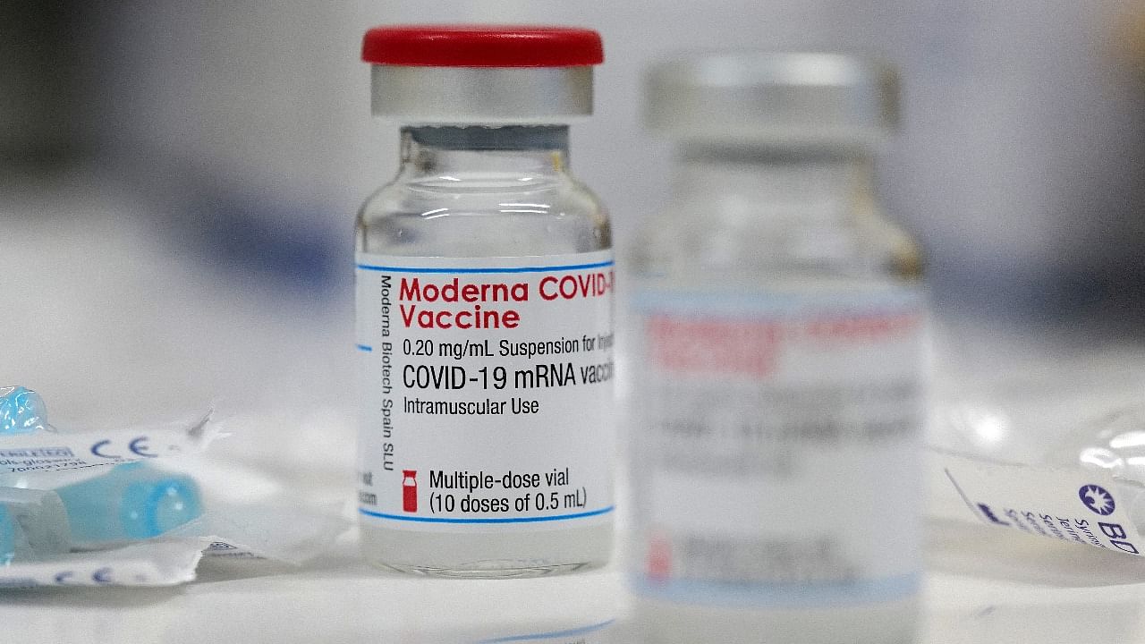 A vial of the Moderna Covid-19 vaccine is seen at a clinic. Credit: Reuters file photo