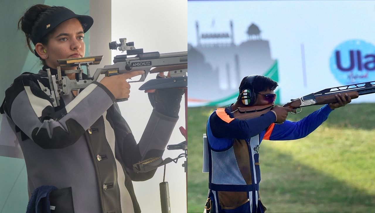 Olympic-bound rifle shooter Anjum Moudgil and double trap world champion Ankur Mittal. Credit: PTI File Photo