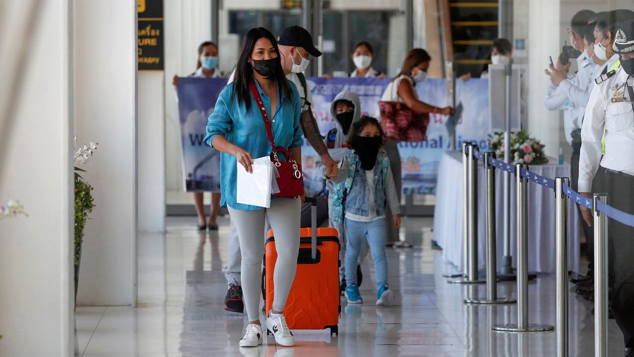 The first foreign tourists arrive at the airport as Phuket reopens to overseas tourists. Credit: Reuters Photo