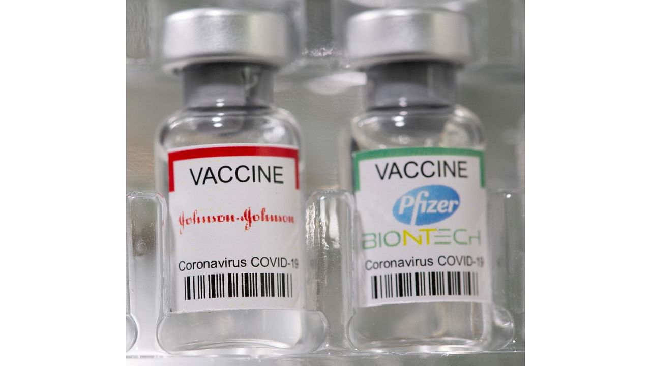 Covid-19 vaccines by US pharma majors Pfizer and Johnson & Johnson. Credit: Reuters File Photo