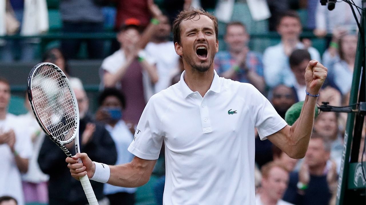 Russia's Daniil Medvedev celebrates winning his third round match against Croatia's Marin Cilic. Credit: Reuters Photo