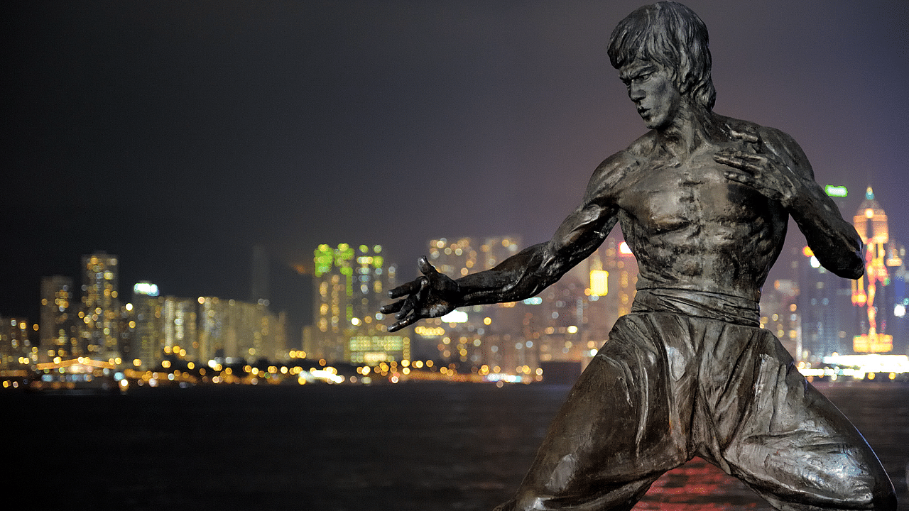 The Bruce Lee statue in Hong Kong, a memorial figure of the martial artist deceased in 1973. Credit: iStock Photo