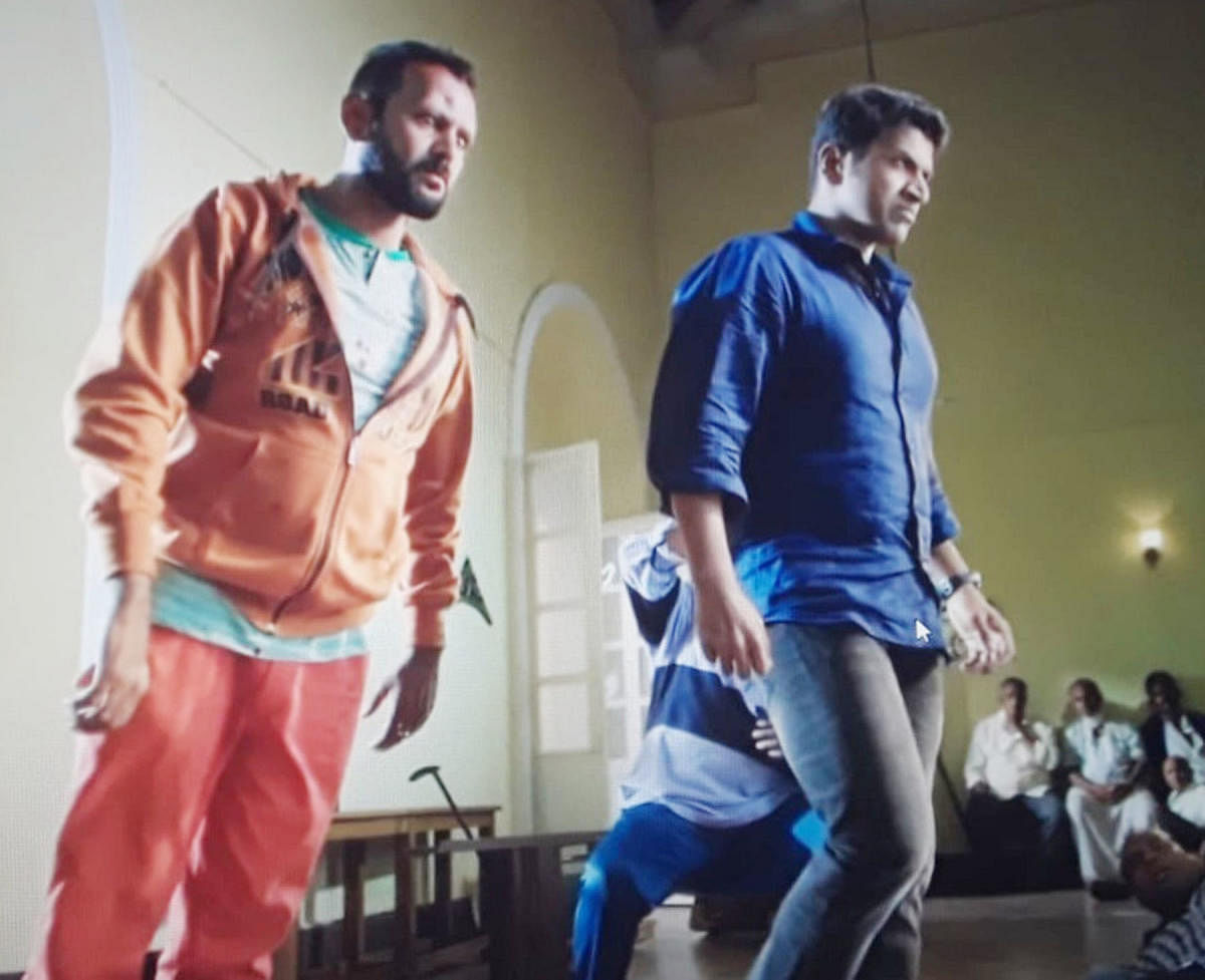 Fayaz Khan with actor Puneeth Rajkumar, in a movie clip.
