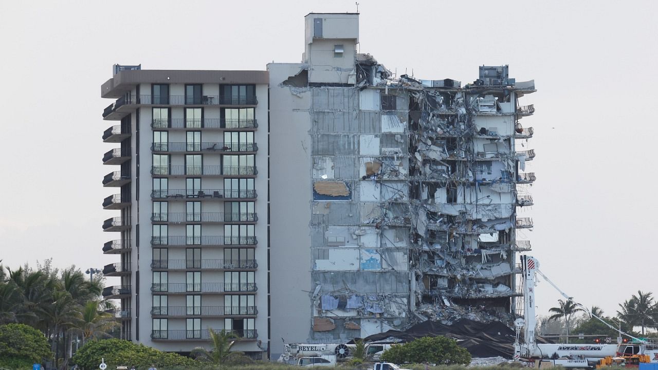 View of the partially collapsed residential building as rescue operations are stopped, in Surfside, Florida, US. Credit: Reuters Photo