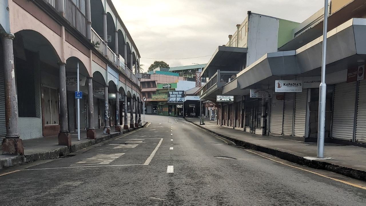 A deserted street in Suva, Fiji, as lockdowns are imposed due to a severe Covid-19 outbreak. Credit: Reuters Photo