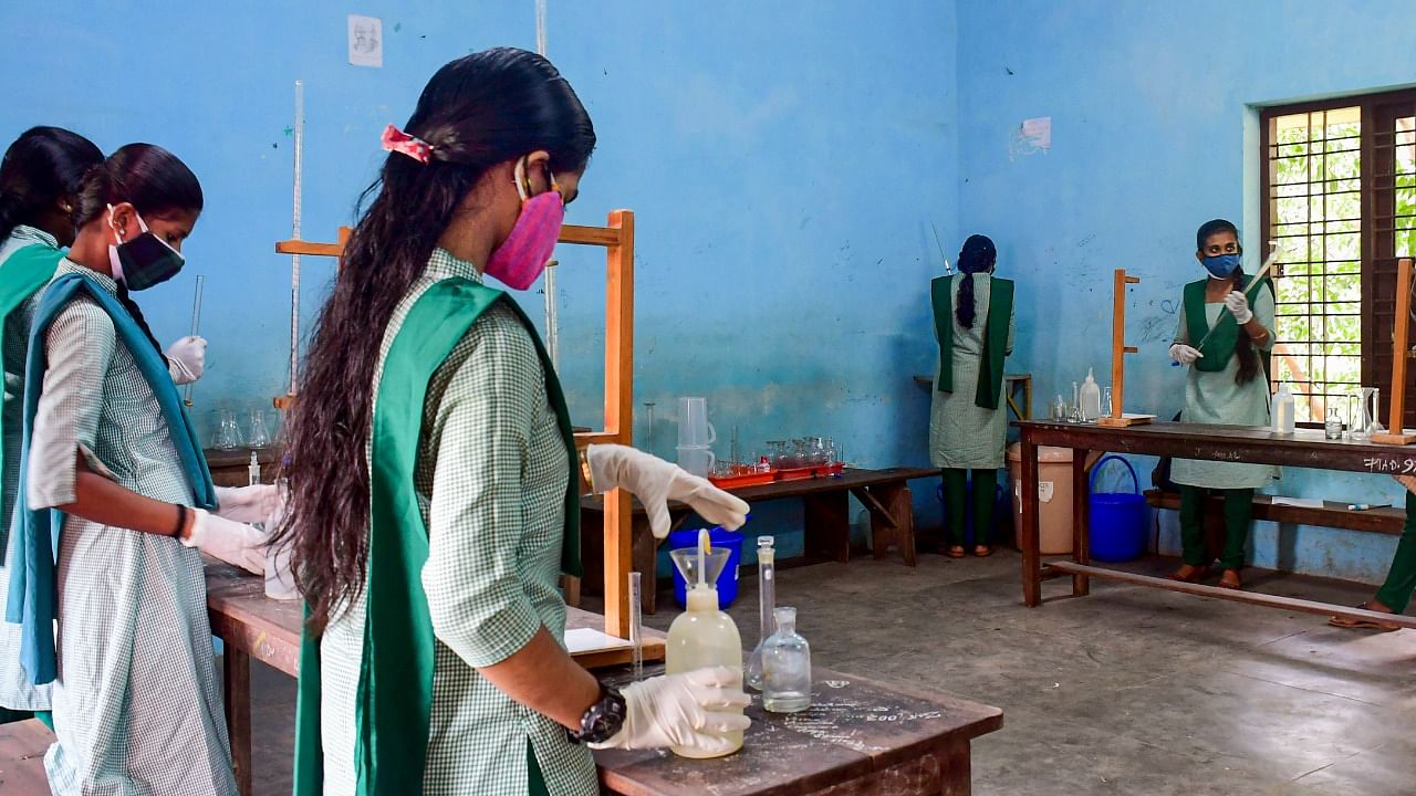 Class 12 practical exams in Thiruvananthapuram. Credit: PTI Photo