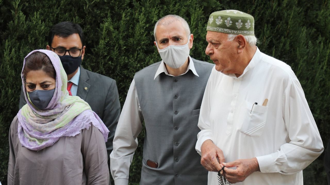 Members of People's Alliance for Gupkar Declaration Farooq Abdullah, Mehbooba Mufti, Omar Abdullah and others. Credit: PTI File Photo