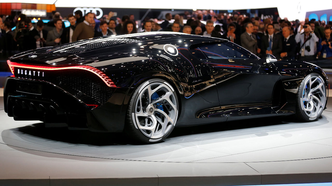 The new Bugatti La Voiture Noire is displayed at the 89th Geneva International Motor Show in Geneva. Credit: Reuters Photo