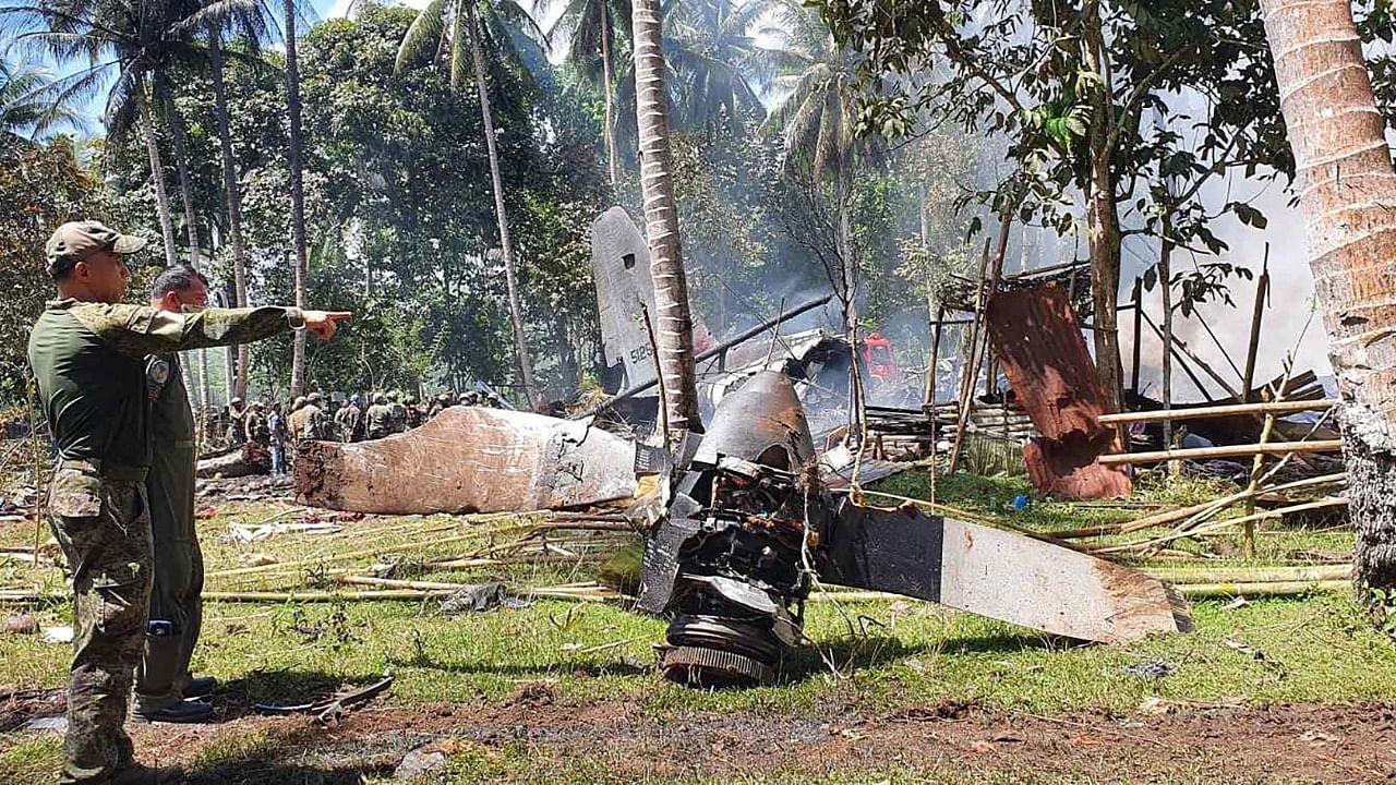 The Lockheed C-130 transport aircraft was carrying troops bound for counter-insurgency operations in the southern Philippines crashed with 96 aboard. Credit: AFP Photo
