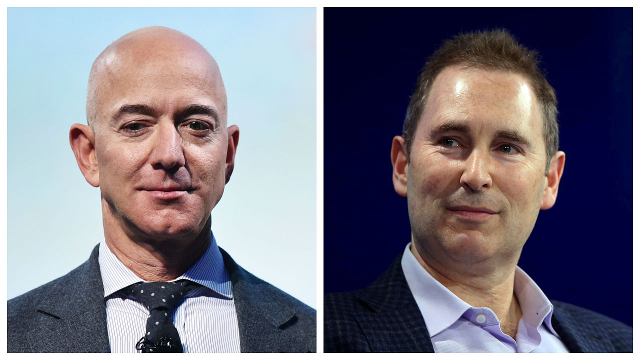 Amazon founder Jeff Bezos and CEO Andy Jassy. Credit: Reuters and AFP Photos