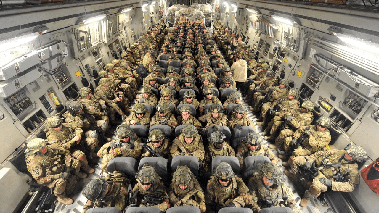 US Army inside a plane. Credit: AFP Photo