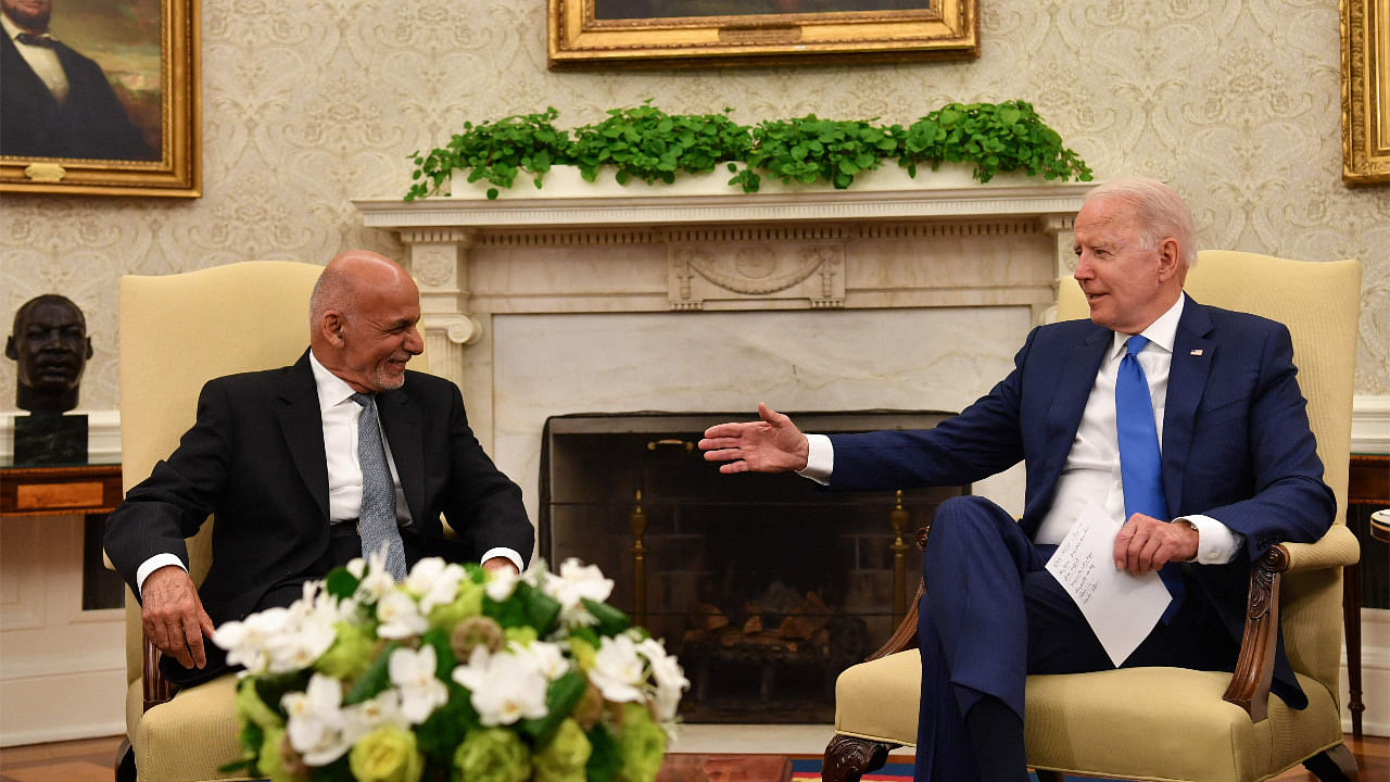 President of Afghanistan Ashraf Ghani meets with US President Joe Biden in Washington, DC. Credit: AFP Photo