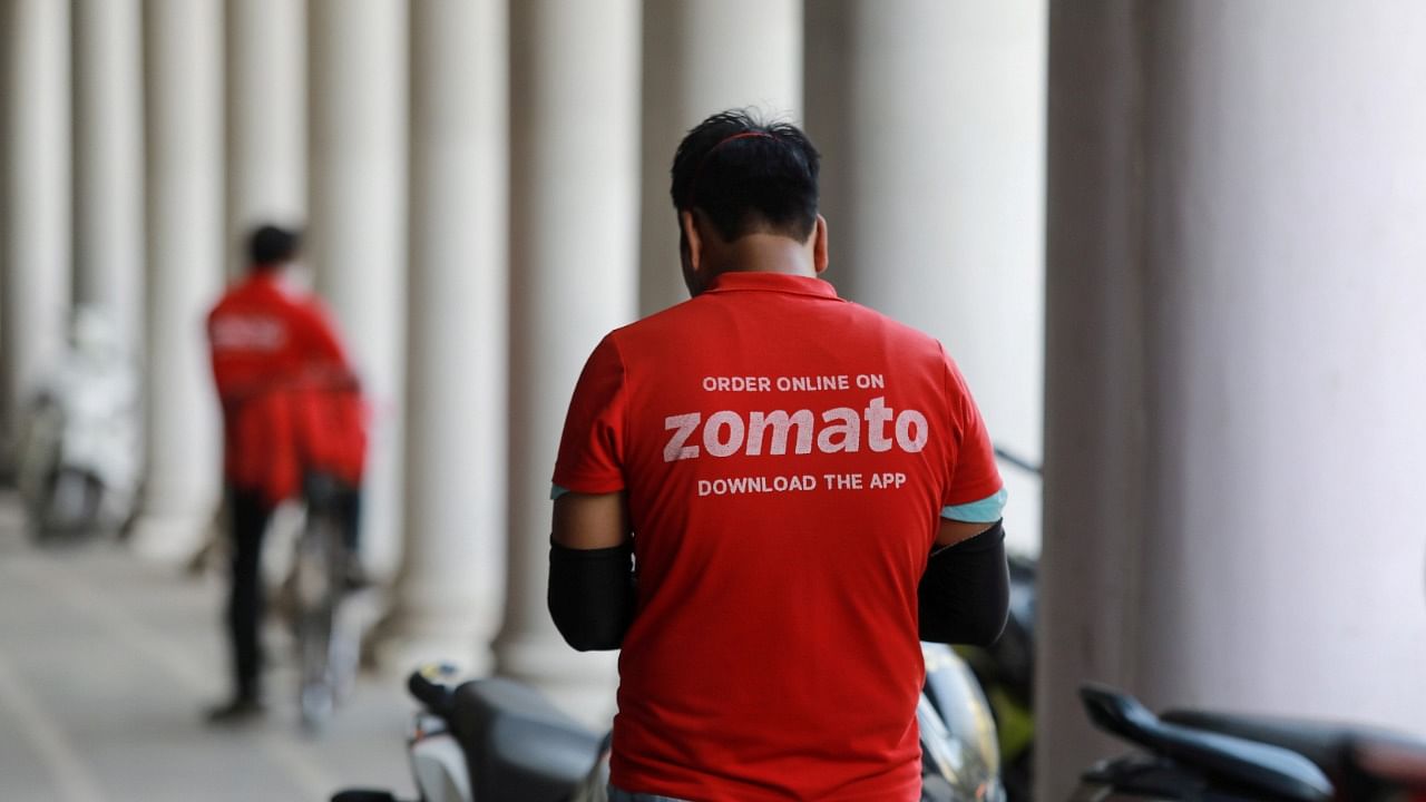 A delivery worker of Zomato. Credit: Reuters Photo