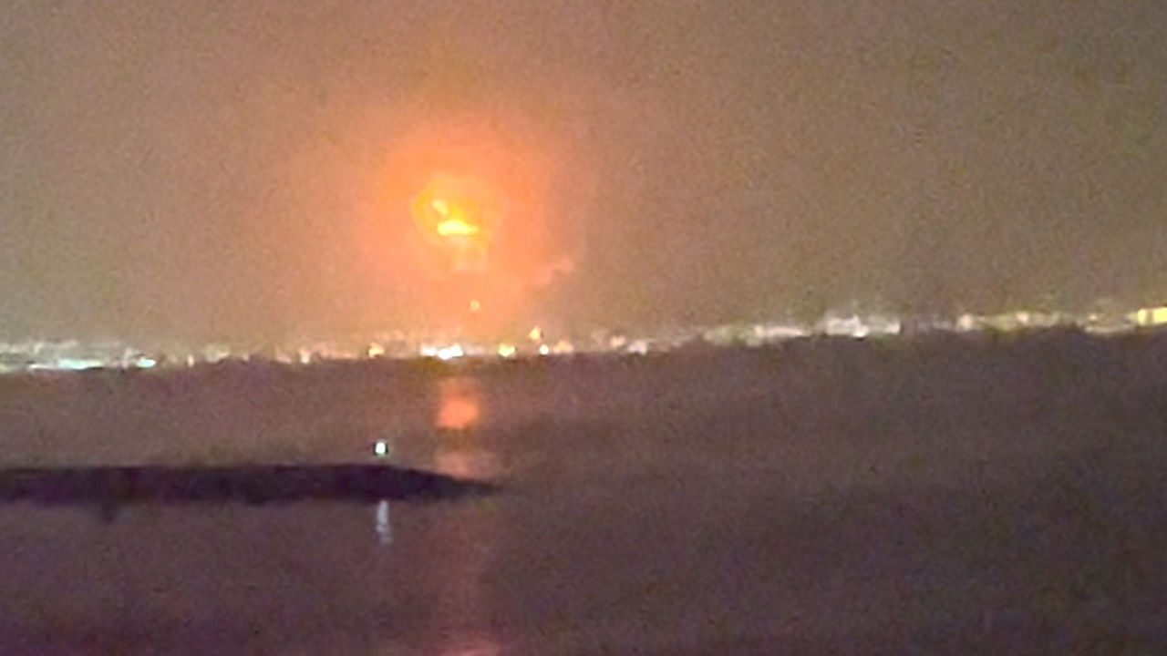 Fire caused by an explosion is seen at Dubai's Jebel Ali Port in Dubai. Credit: Reuters Photo