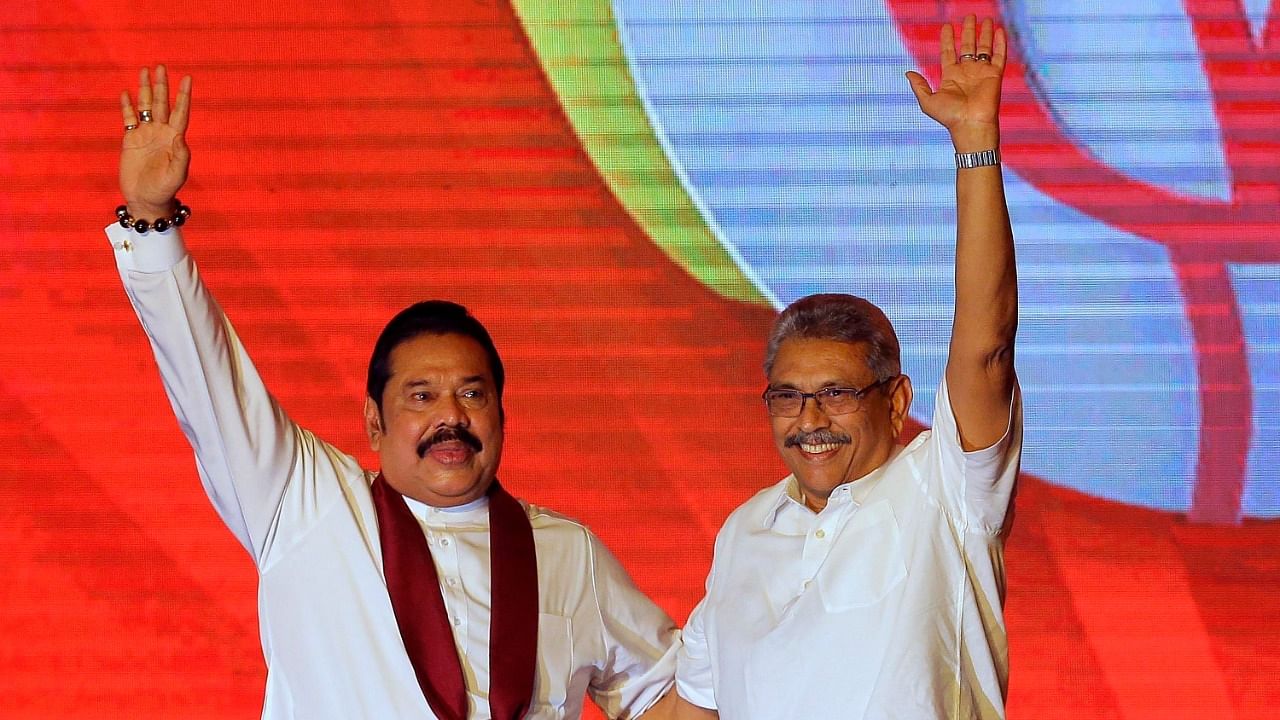 Mahinda Rajapaksa (L) and his brother and Sri Lanka President Gotabya Rajapaksa. Credit: AP/PTI Photo
