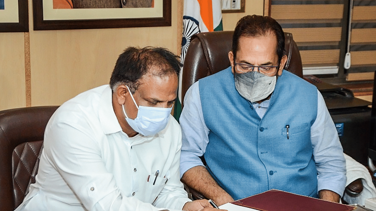 John Barla takes charge as Union Minister of State for Minority Affairs at Antyodaya Bhawan, in New Delhi. Credit: PTI Photo