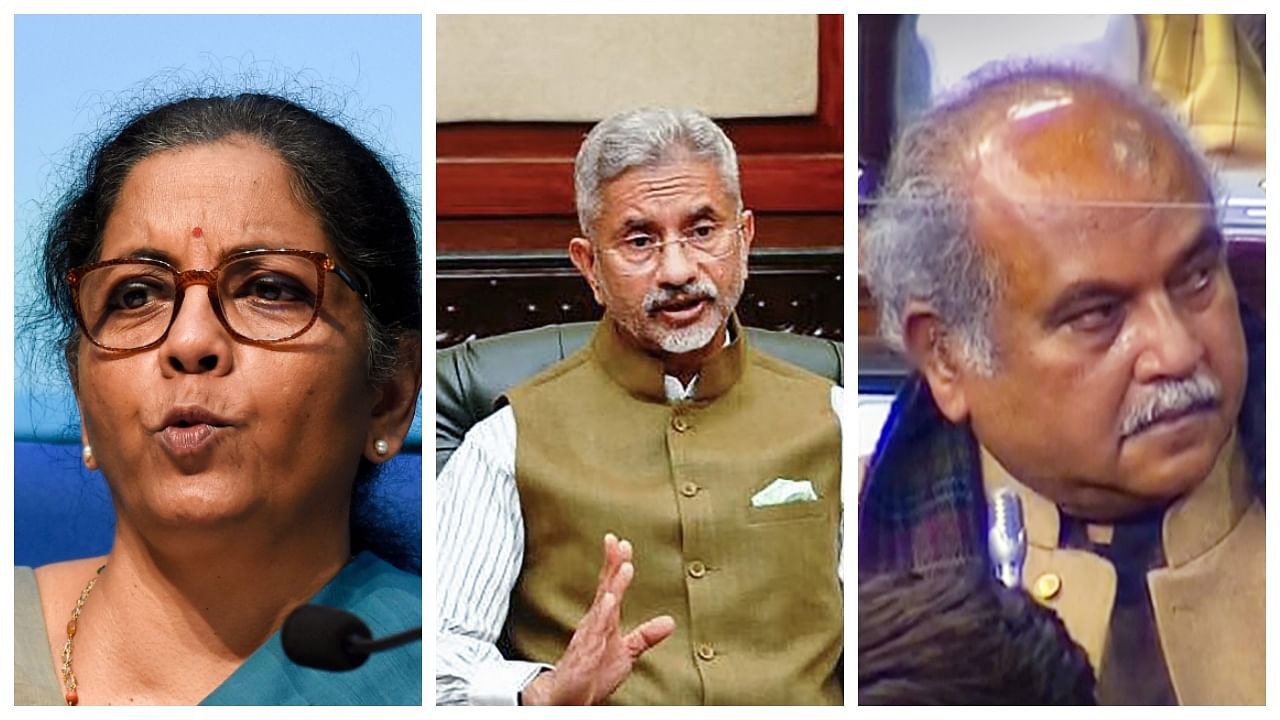 Finance Minister Nirmala Sitharaman, External Affairs Minister S Jaishankar, Agriculture Minister Narendra Singh Tomar. Credit: PTI Photos