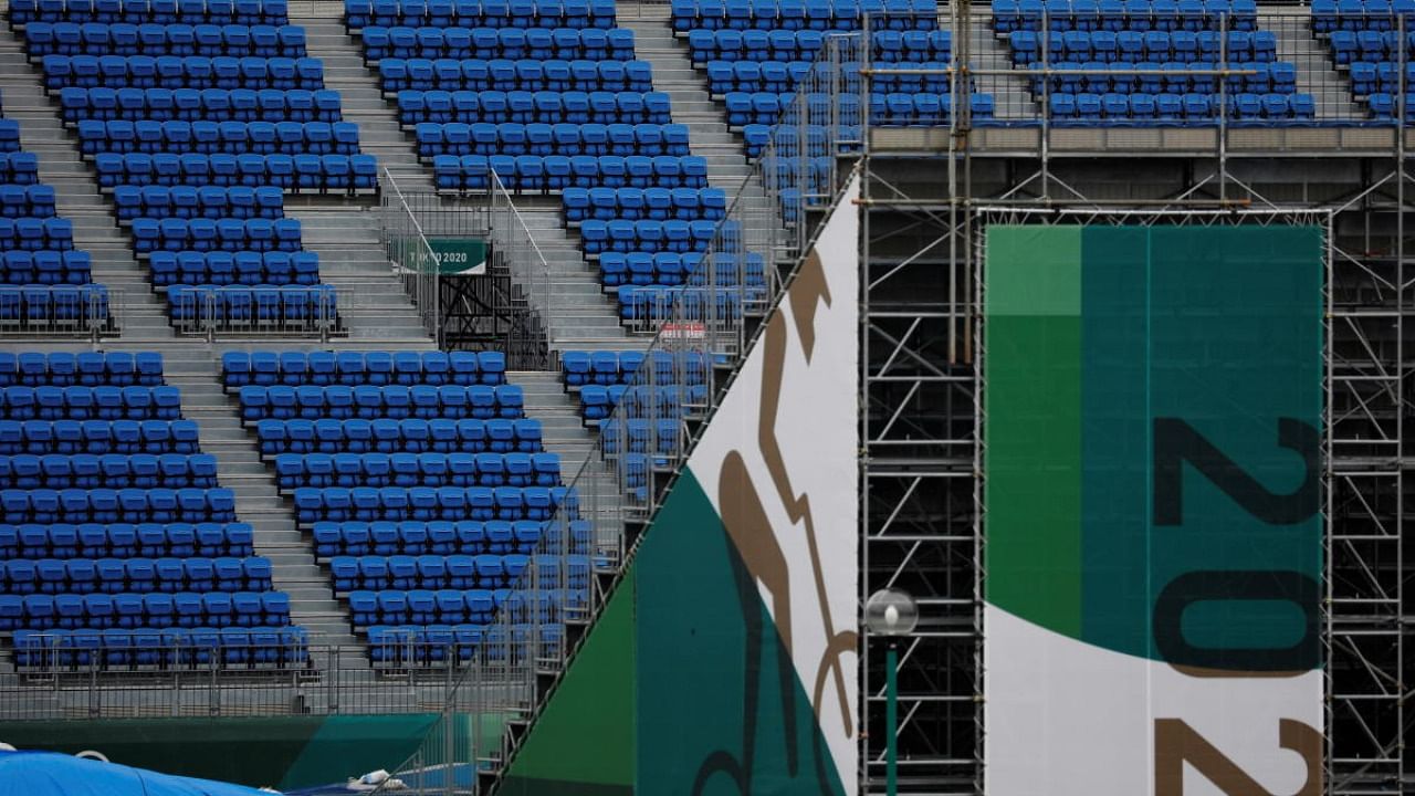 Spectator seats are seen in Ariake Urban Sports Park, a venue for Tokyo 2020 Olympic Games, in Tokyo. Credit: Reuters Photo