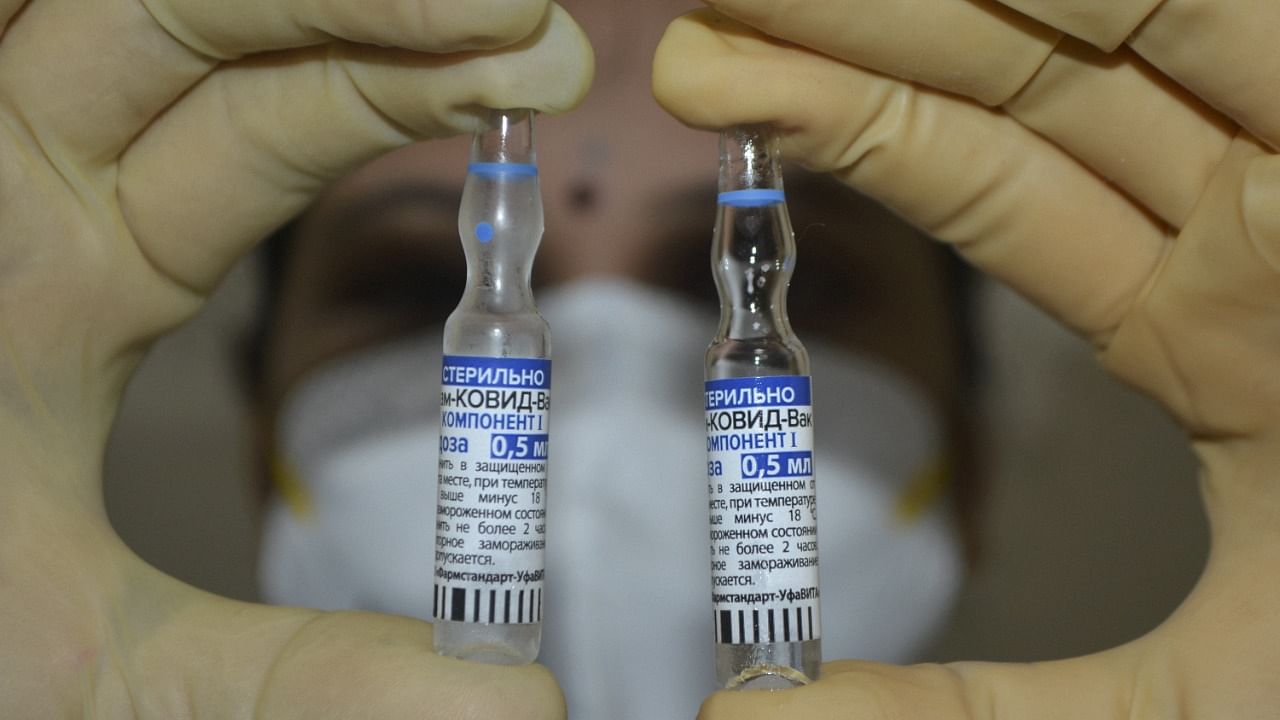 A medic shows vials of Sputnik V Covid-19 vaccine at Sahyadri Hospital, in Karad, Maharashtra, Friday, July 9, 2021. Credit: PTI Photo