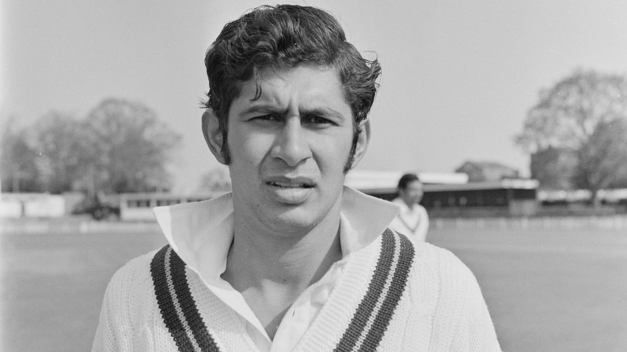 Pakistani cricketer Sarfraz Nawaz posed prior to playing for the Pakistan national cricket team in their tour match against Worcestershire at Worcester cricket ground in England in May 1971. Credit: Getty Images