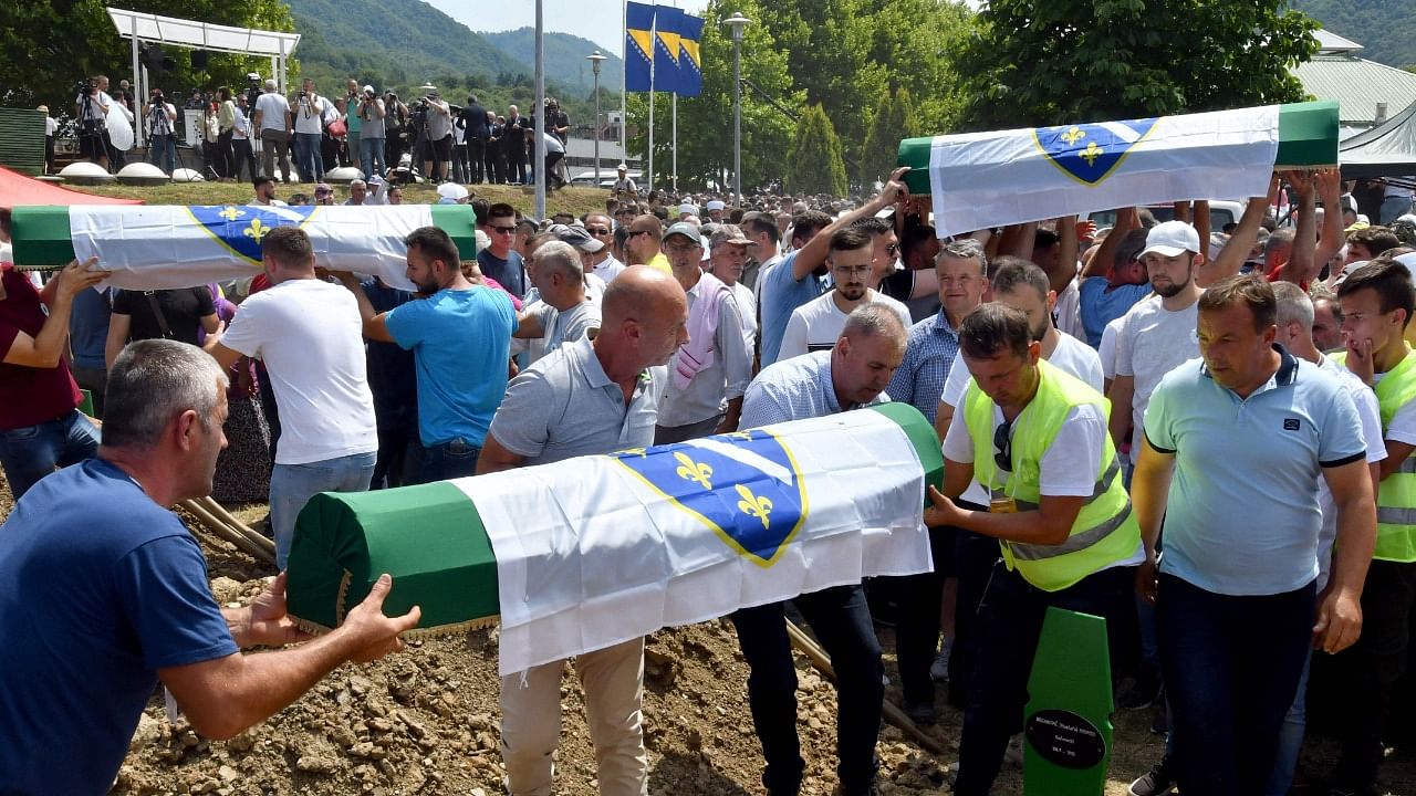 Bosnian Muslims, survivors and family members of the victims of Srebrenica 1995 massacre. Credit: AFP Photo
