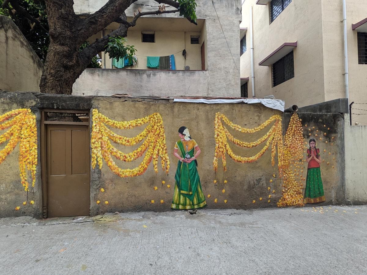 A mural in one of the lanes in Malleswaram. Credit: DH Photo