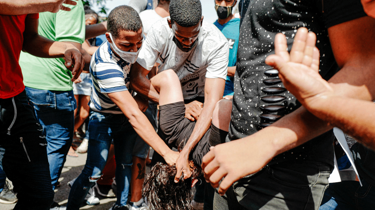 The protest in San Antonio de los Banos came as Cuba is experiencing its toughest phase yet of the coronavirus epidemic. Credit: AFP Photo