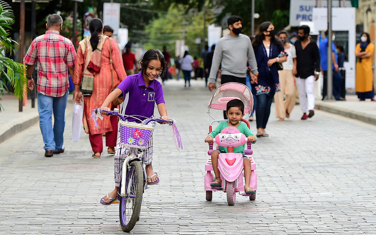 The three-month on motorised vehicles on Church Street ends on January 31. Credit: DH FILE PHOTO/RANJU P