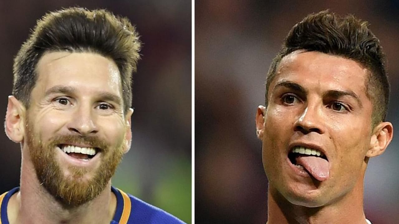 A combination of images shows (L-R) Argentinian forward Lionel Messi,  Portuguese forward Cristiano Ronaldo. Credit: AFP Photo