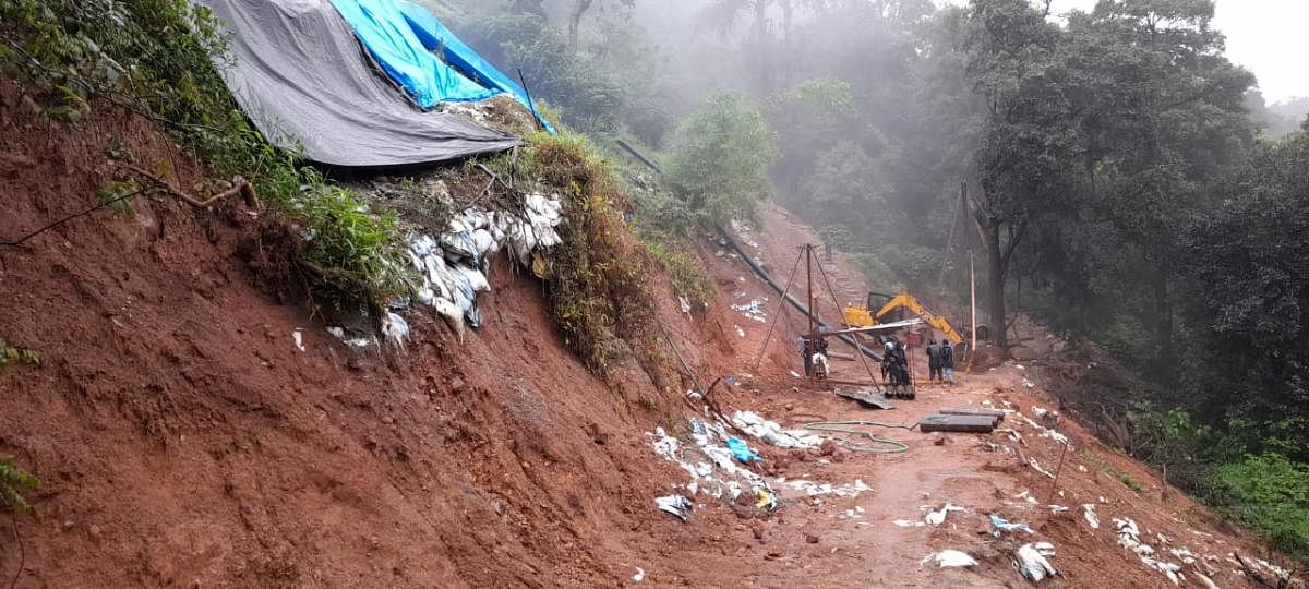 A landslide has occurred on Madikeri-Mangaluru Road. Incidentally, a landslide had occurred at the same spot in 2018.