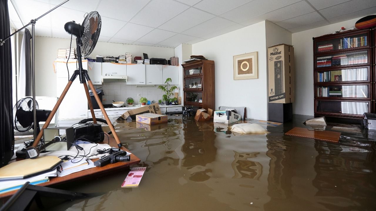 A view shows flooded interior of a house in Guelle, Netherlands. Credit: Reuters photo