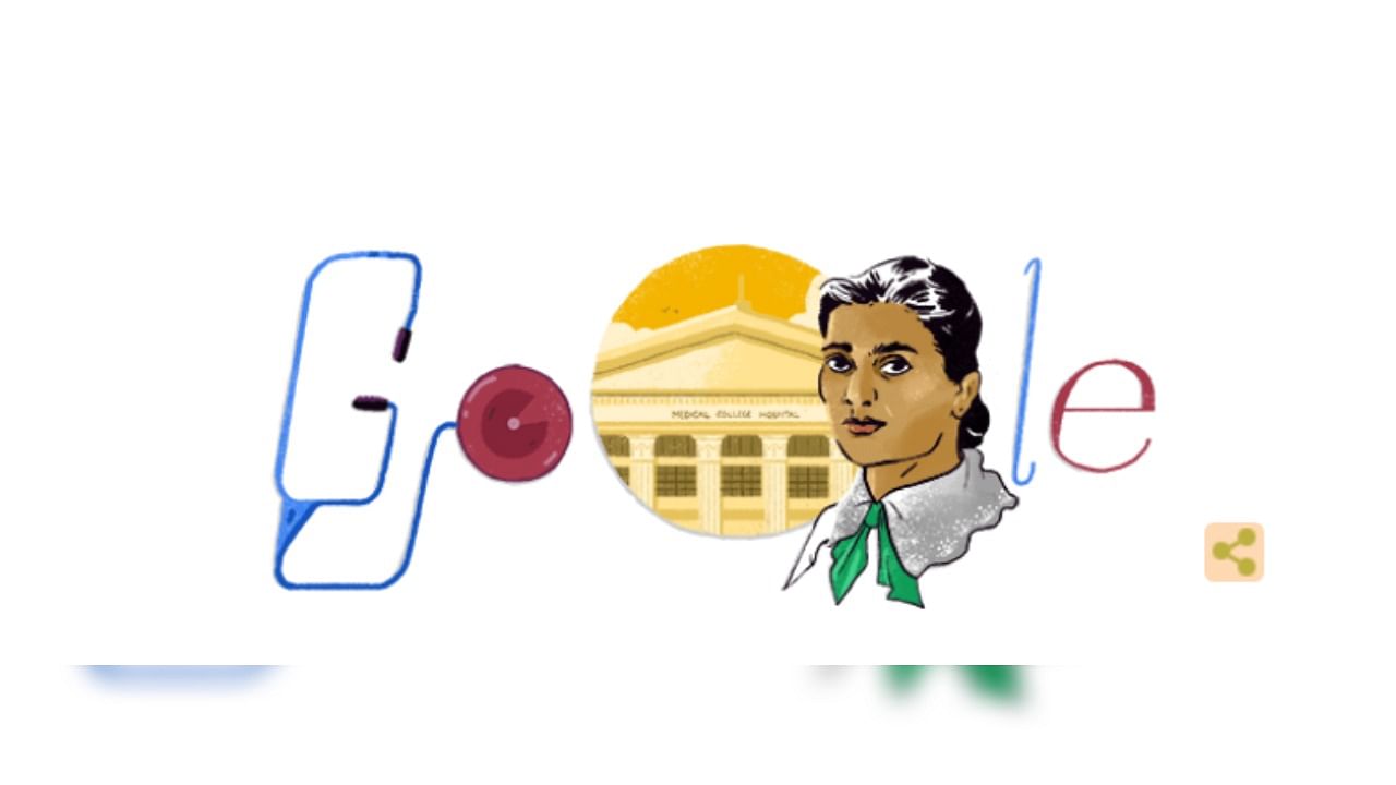 Google's doodle tribute to Dr Kadambini Ganguly. Credit: Screengrab