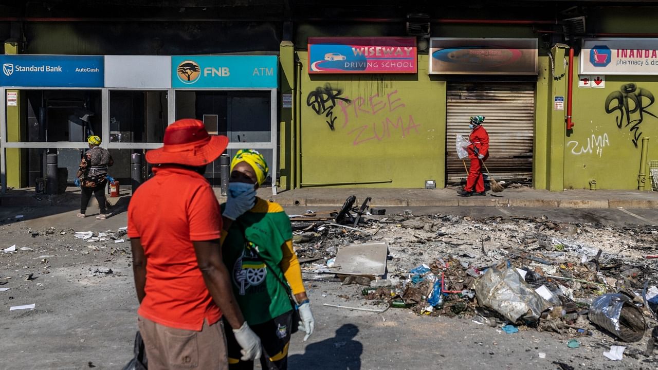 The violence -- the worst in post-apartheid South Africa -- erupted after former president Jacob Zuma was sentenced to 15 months in jail for snubbing a corruption inquiry. Credit: AFP Photo