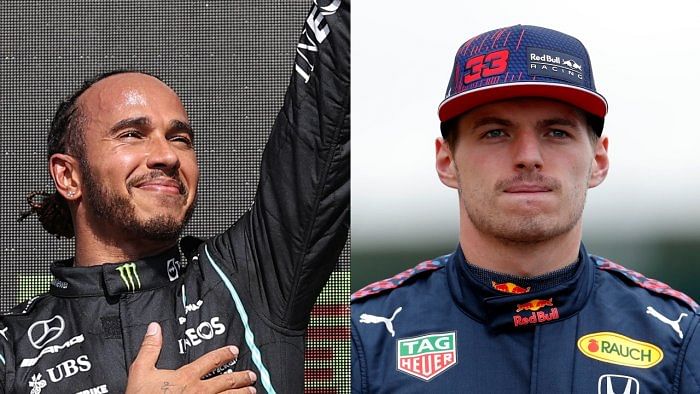 Seven-time champion Lewis Hamilton and Max Verstappen. Credit: AFP and Reuters Photos