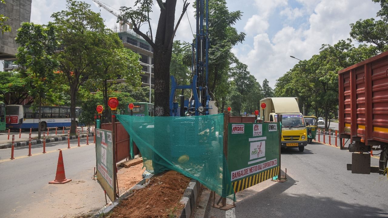 The environmental impact assessment (EIA) report on the Silk Board-KR Puram line stated that 1,248 trees will be affected by the line. Credit: DH Photo/S K Dinesh