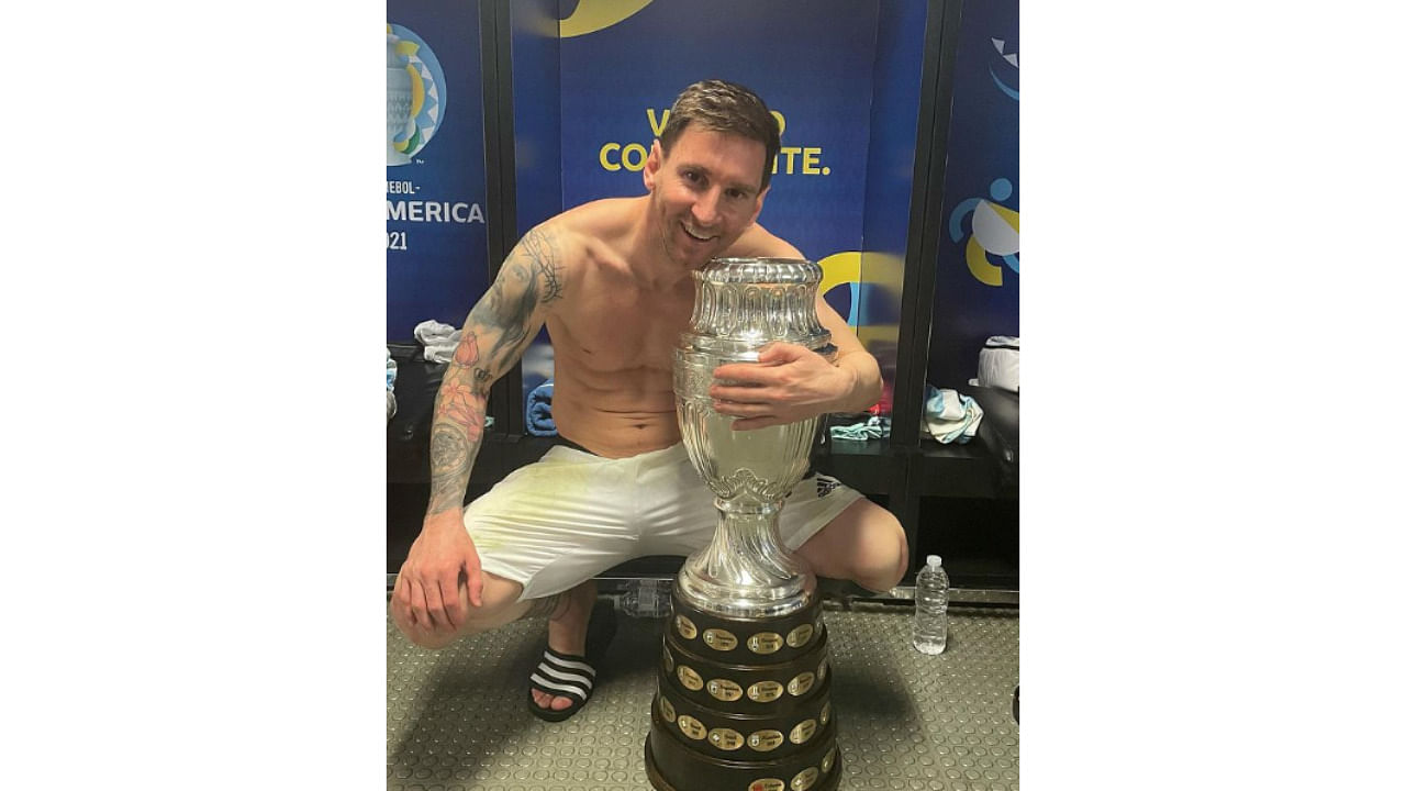 Lionel Messi with the Copa America trophy. Credit: Instagram Photo/@leomessi