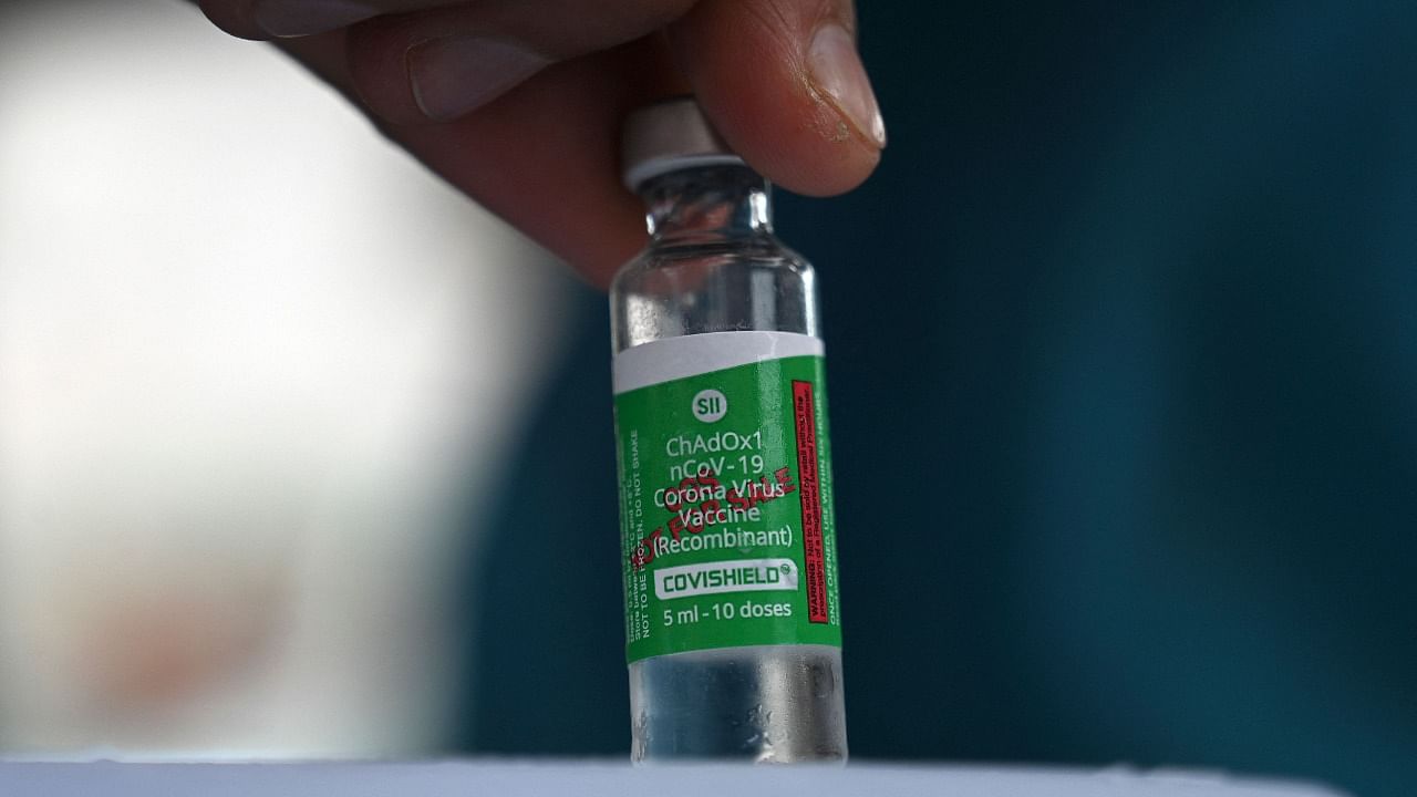 A vial of Covishield. Credit: AFP Photo