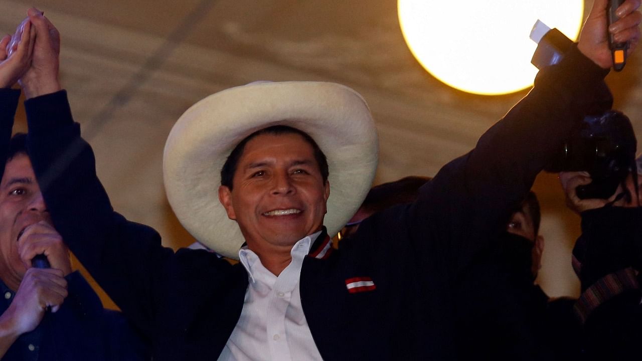 Rural school teacher Pedro Castillo on Monday became the first president of Peru with no ties to the elites. Credit: AFP Photo