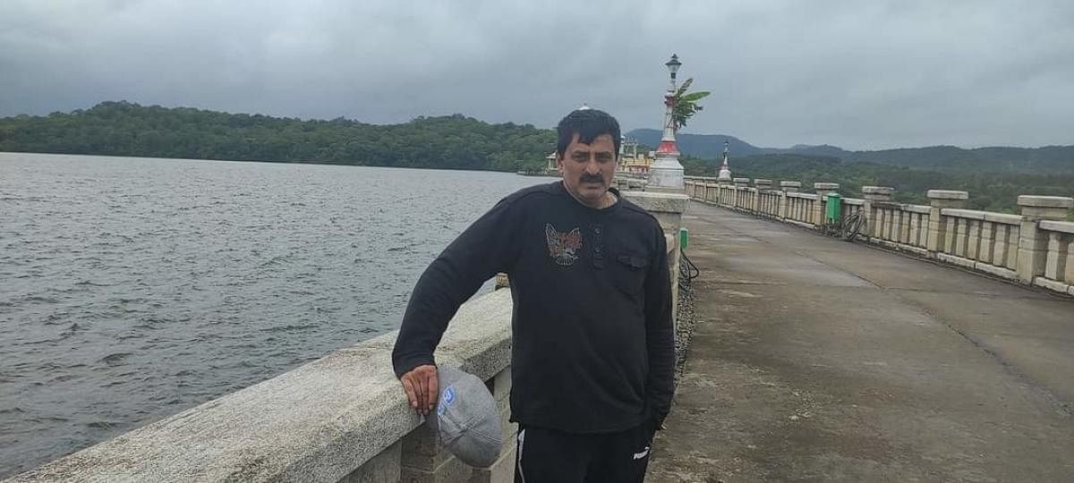 Tourism Minister C P Yogeshwar visits Harangi reservoir near Kushalnagar.