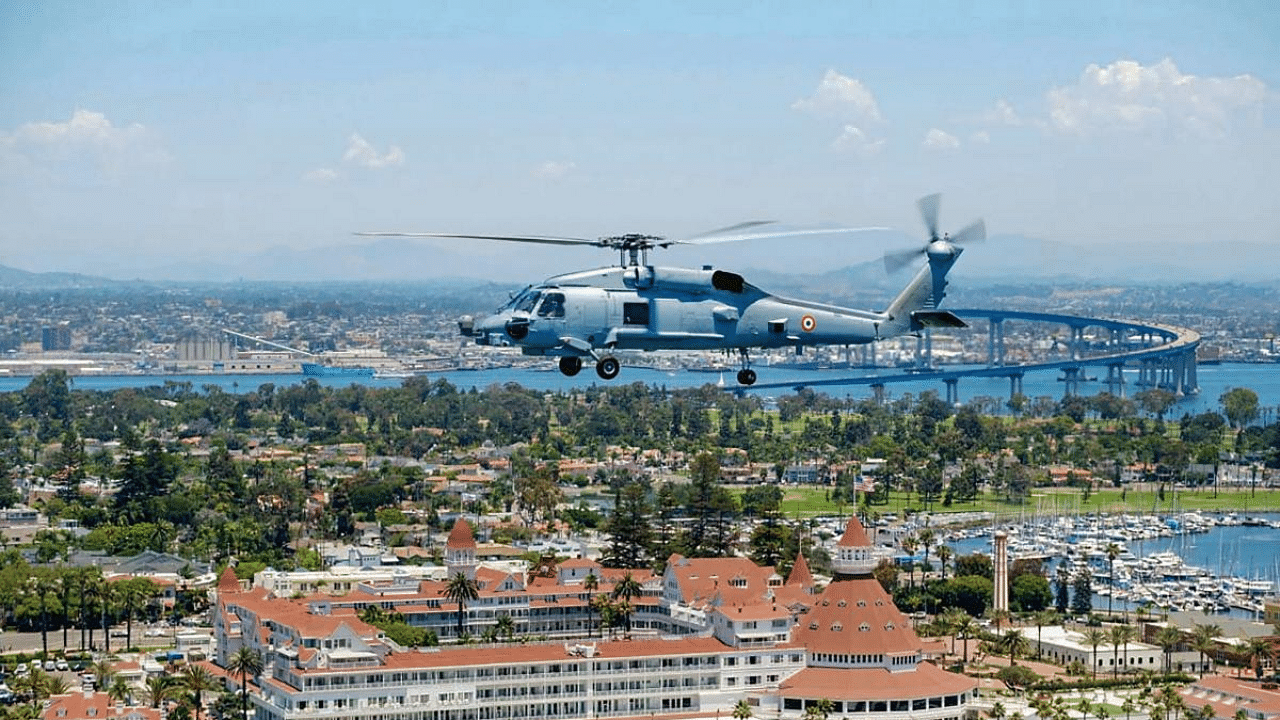 Indian Navy accepted the first two of its MH-60R Multi Role Helicopters (MRH) from US Navy in a ceremony held at NAS North Island, San Diego. Credit: PTI Photo